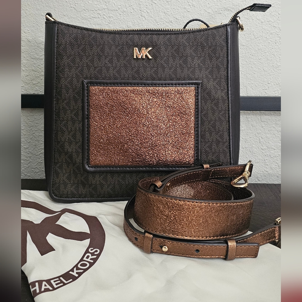 Bronze and monogram mk crossbody - Picture 1 of 5